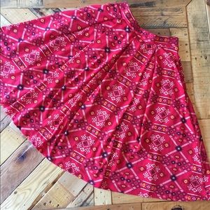 Lularoe XS Madison skirt red tribal Aztec